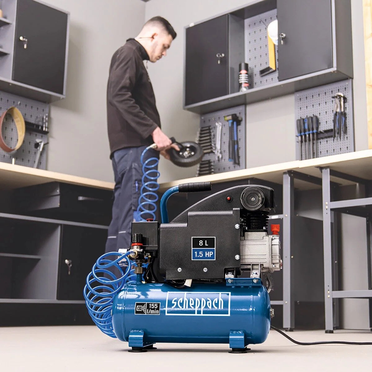 Scheppach Hc08Si Hava Kompresörü 1,5 Hp 6 Litre Yağsız Sessiz Kompresör