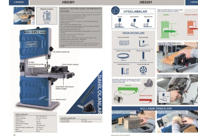 Scheppach HBS261 550 W Şerit Testere Makinesi
